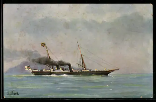 Künstler-AK Christopher Rave: Kaiser-Jacht Hohenzollern, 1892