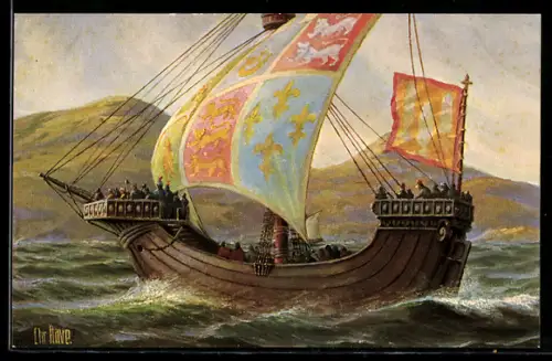 Künstler-AK Chr. Rave: Schiff unterwegs auf See