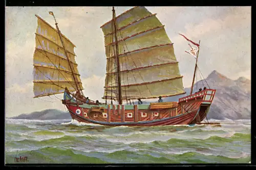 Künstler-AK Chr. Rave: Marine-Galerie Nr. 105, Grosses chinesisches Salztransportboot, Jetztzeit