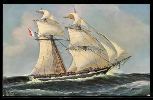 Künstler-AK Christopher Rave: Marine-Galerie, Karte Nr. 232, Französische Brigg La Gazelle, 1822