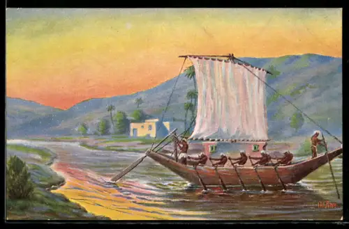 Künstler-AK Chr. Rave: Oud Egyptisch schip 1599 v. Chr.