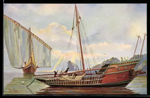 Künstler-AK Christopher Rave: Arabischer Küstensegler