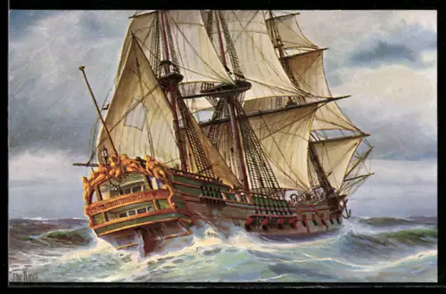 Künstler-AK Christopher Rave: Russisches Kriegsschiff, 17. Jahrhundert