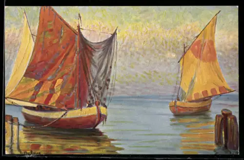 Künstler-AK Christopher Rave: Italienische Fischerboote, Jetztzeit