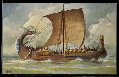 Künstler-AK Chr. Rave: Französisches Kriegsschiff auf hoher See