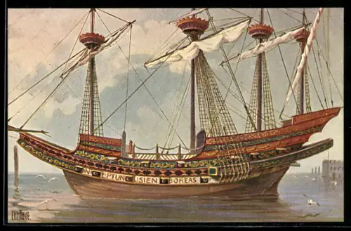 Künstler-AK Christopher Rave: Spanische Karavelle, 16. Jh.