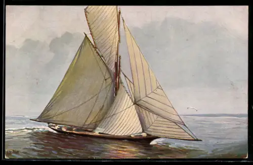 Künstler-AK Christopher Rave: Französische Segeljacht, Jetztzeit