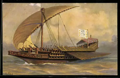 Künstler-AK Christopher Rave: Römische Galeere aus dem 15. Jahrhundert