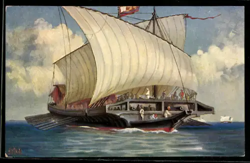 Künstler-AK Christopher Rave: Venezianische Galeere aus dem 15. Jahrhundert