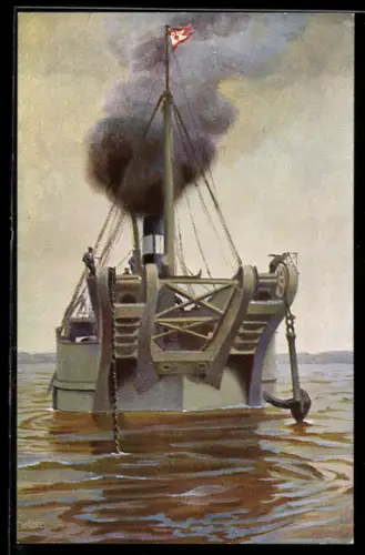 Künstler-AK Christopher Rave: Bergungsfahrzeug Unterelbe, Nordischer Bergungsverein Hamburg