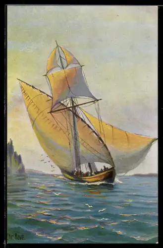 Künstler-AK Christopher Rave: Mittelländischer Corsar in Fahrt, I. Hälfte des 19. Jahrhunderts