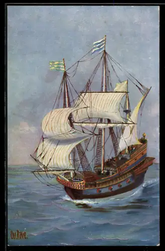 Künstler-AK Christopher Rave: Segelschiff Französisches Kriegsschiff um 1600