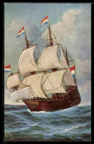 Künstler-AK Christopher Rave: Holländischer Westindien-Fahrer, 17. Jahrhundert