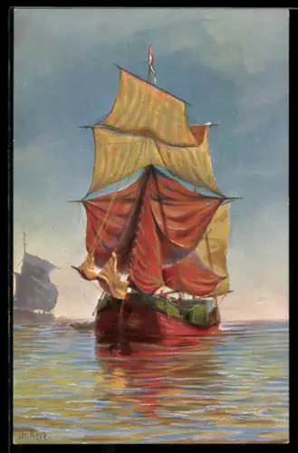 Künstler-AK Christopher Rave: Holländisches Kuff auf hoher See, Jetztzeit
