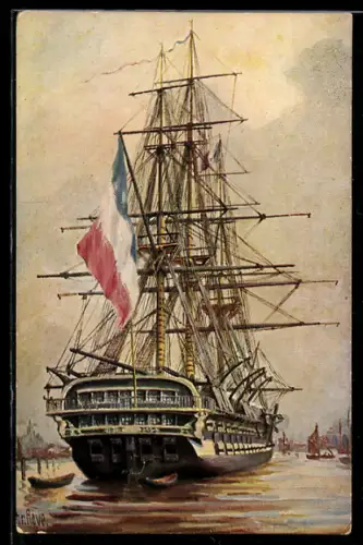 Künstler-AK Christopher Rave: Marine-Galerie, Karte Nr. 109, Franz. Kriegsschiff le Tage, 1847