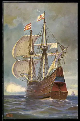 Künstler-AK Christopher Rave: Segelschiff Holländisches Kriegsschiff um 1600