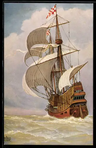 Künstler-AK Chr. Rave: Brabantisches Kriegsschiff aus dem Jahr 1520