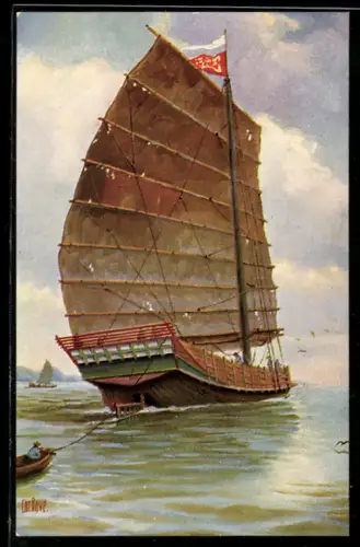 Künstler-AK Chr. Rave: Chineesch Theeschip vor der Küste, Tegenw. tijd