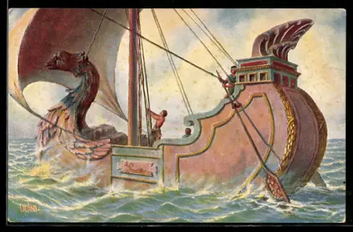 Künstler-AK Christopher Rave: Römisches Handelsschiff v. Chr.
