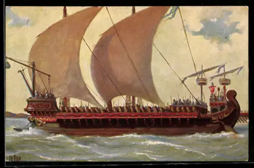 Künstler-AK Christopher Rave: römische Mittelmeer-Triere