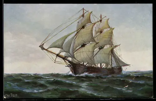 Künstler-AK Christopher Rave: Marine-Galerie, Karte Nr. 267, Dreimast-Galiot Das Jubelfest Junius 19., 1839