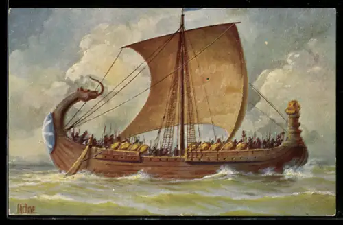 Künstler-AK Chr. Rave: Französisches Kriegsschiff auf hoher See