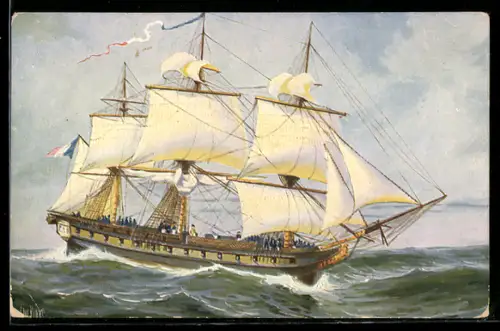Künstler-AK Christopher Rave: Fregatte Napolens I. Le Muiron um 1799