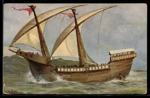 Künstler-AK Christopher Rave: Venezianisches Kriegsschiff, 15. Jh.