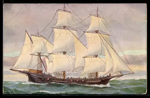 Künstler-AK Christopher Rave: Marine-Galerie, Karte Nr. 92, Franz. Kriegsschiff Polacre, 18. Jahrh.