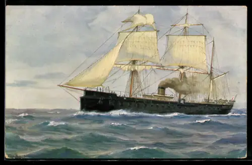 Künstler-AK Christopher Rave: Marine-Galerie, Karte Nr. 106, Franz. Panzerschiff La Gloire, 1859