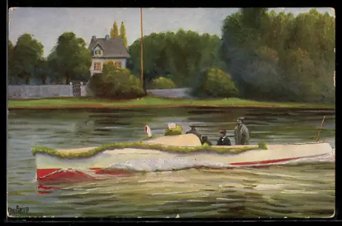 Künstler-AK Christopher Rave: Das erfolgr. deutsche Rennboot, früher Blitz, jetzt Mercedes genannt, 1904