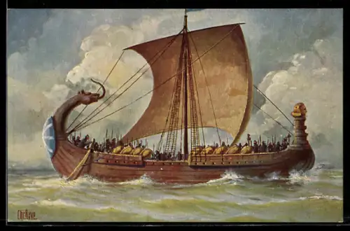 Künstler-AK Chr. Rave: Französisches Kriegsschiff auf hoher See