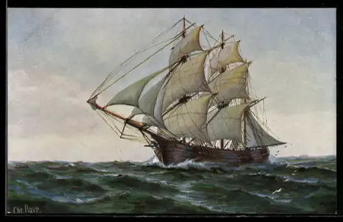 Künstler-AK Christopher Rave: Marine-Galerie, Karte Nr. 267, Dreimast-Galiot Das Jubelfest Junius 19., 1839