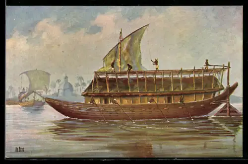 Künstler-AK Chr. Rave: Bengalisches Transportboot vor der Küste