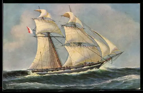 Künstler-AK Christopher Rave: Marine-Galerie, Karte Nr. 232, Französische Brigg La Gazelle, 1822