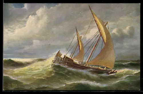 Künstler-AK Christopher Rave: Arabisches Segelboot, 19. Jh.
