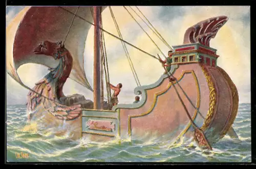 Künstler-AK Christopher Rave: Römisches Handelsschiff v. Chr.