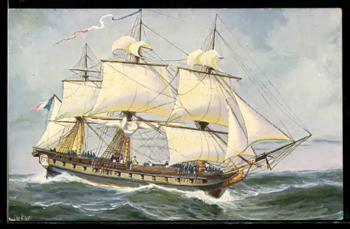 Künstler-AK Christopher Rave: Fregatte Napolens I. Le Muiron um 1799