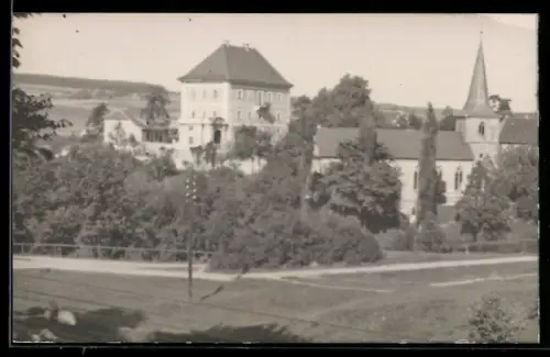Foto-AK Schney, Schloss und Kirche