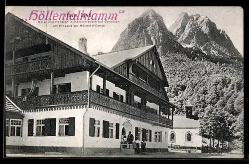 AK Hammersbach bei Garmisch, Hotel und Pension Höllentalklamm
