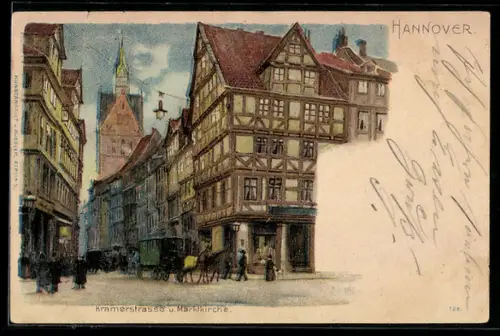 AK Hannover, Kramerstrasse, Marktkirche