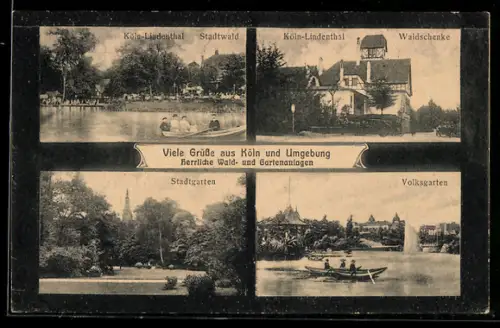 AK Köln-Lindenthal, Stadtwald, Waldschenke, Volksgarten, Stadtgarten
