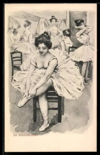 AK Ballettänzerin im Ankleideraum