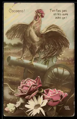 AK Gallischer Hahn auf Feldgeschütz, Propaganda