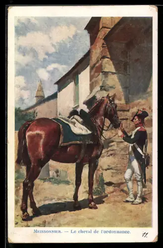 Künstler-AK Le cheval de l`ordonnance