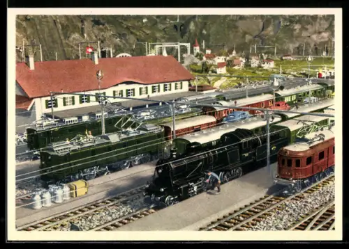 AK Interlaken, Heimwehfluh, Grossanlage der Modelleisenbahn