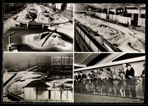 AK Grossanlage der Modelleisenbahn in der Halle der Bundesbahn