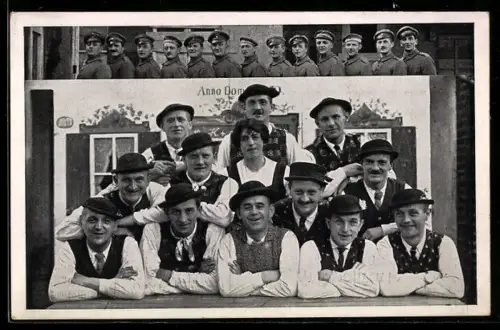 AK Singspieltrupp des Bayerischen Reserve Infanterie Regiments Nr. 1, Gruppenbild