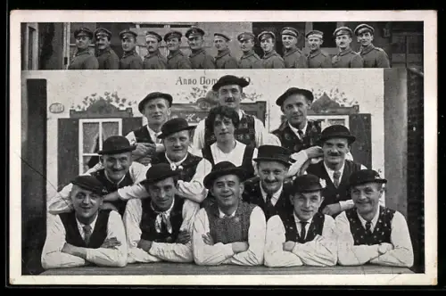 AK Singspieltrupp des Bayerischen Reserve Infanterie Regiments Nr. 1, Gruppenbild