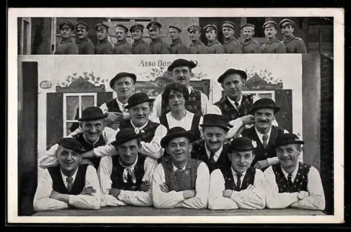 AK Singspieltrupp des Bayerischen Reserve Infanterie Regiments Nr. 1, Gruppenbild
